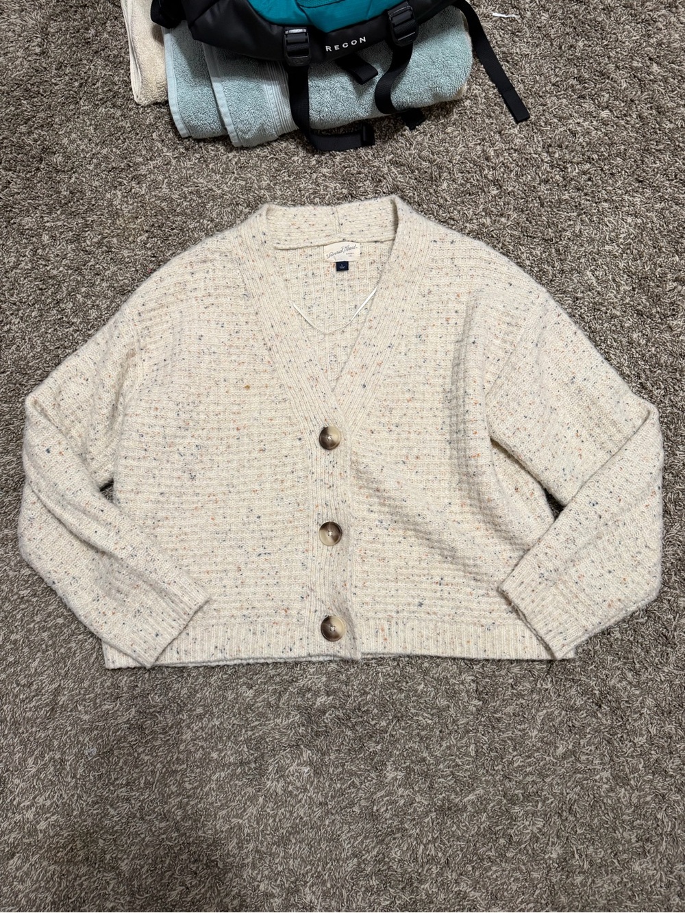 Universal Thread Cream Speckled Button-Front Cardigan